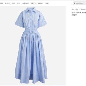 Jcrew Elena Shirt-dress In Striped Cotton Poplin For Women Size 0 NWT